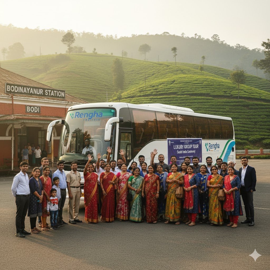 Best Luxury Volvo Coach for Group Tours from Bodinayakanur Book with Rengha Holidays