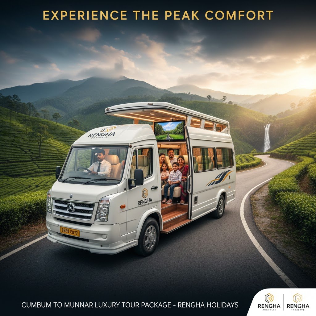 Experience Peak Comfort Maharaja Tempo Traveller Rentals from Cumbum to Munnar