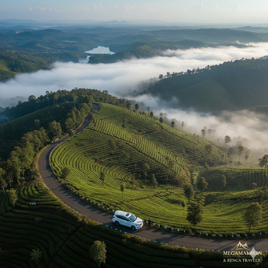 Megamalai Wildlife Sanctuary, Vellimalai Tea Estate, Highwavys Dam, and Maharajamettu Viewpoint